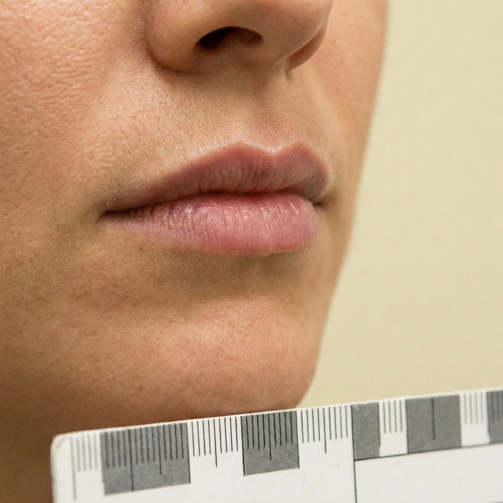 After lip filler treatment — natural enhancement